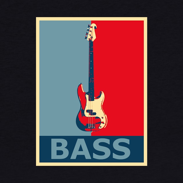 Red Blue Retro Low Poly Gift for Bass Player by jodotodesign